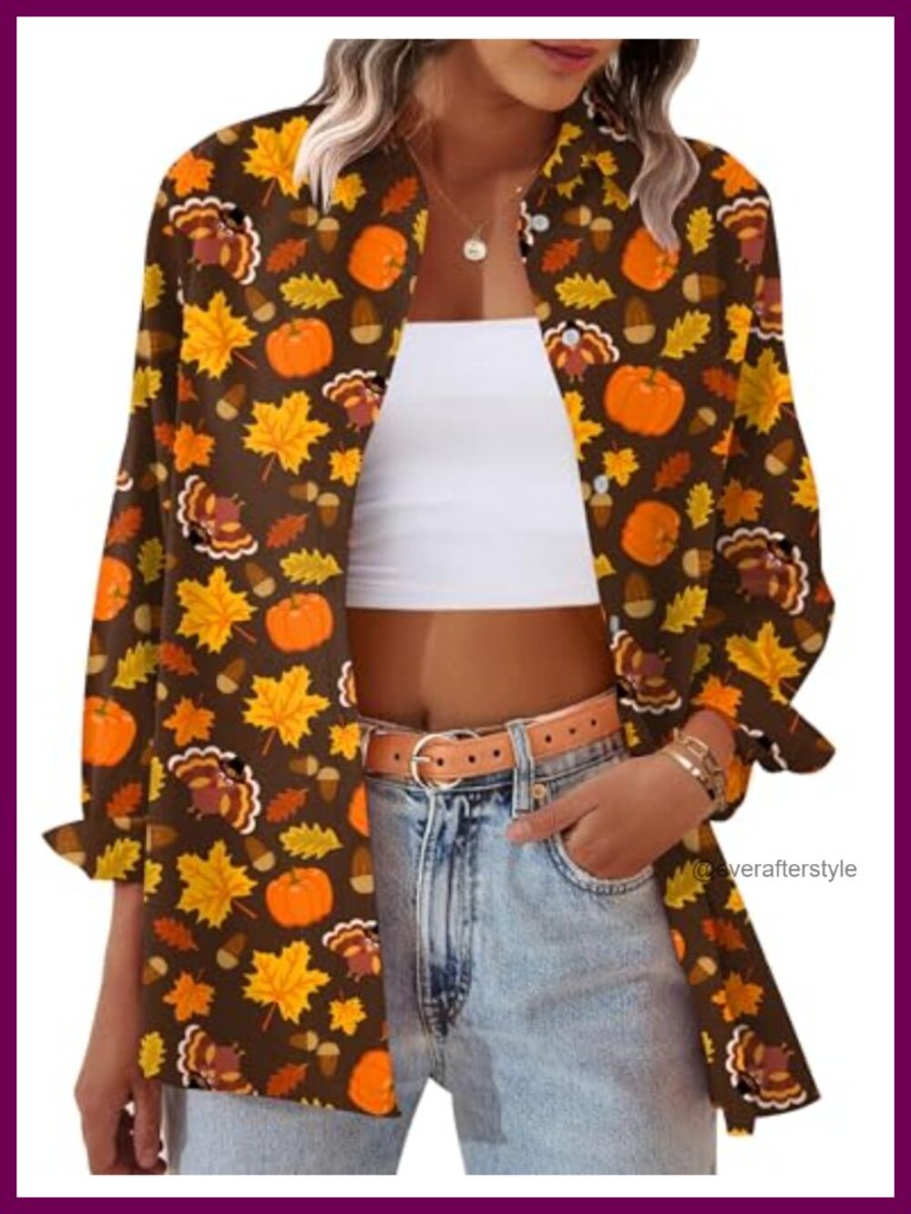 Womens Long Sleeve Button Down Shirt V-Neck Collared Holiday Graphic Top